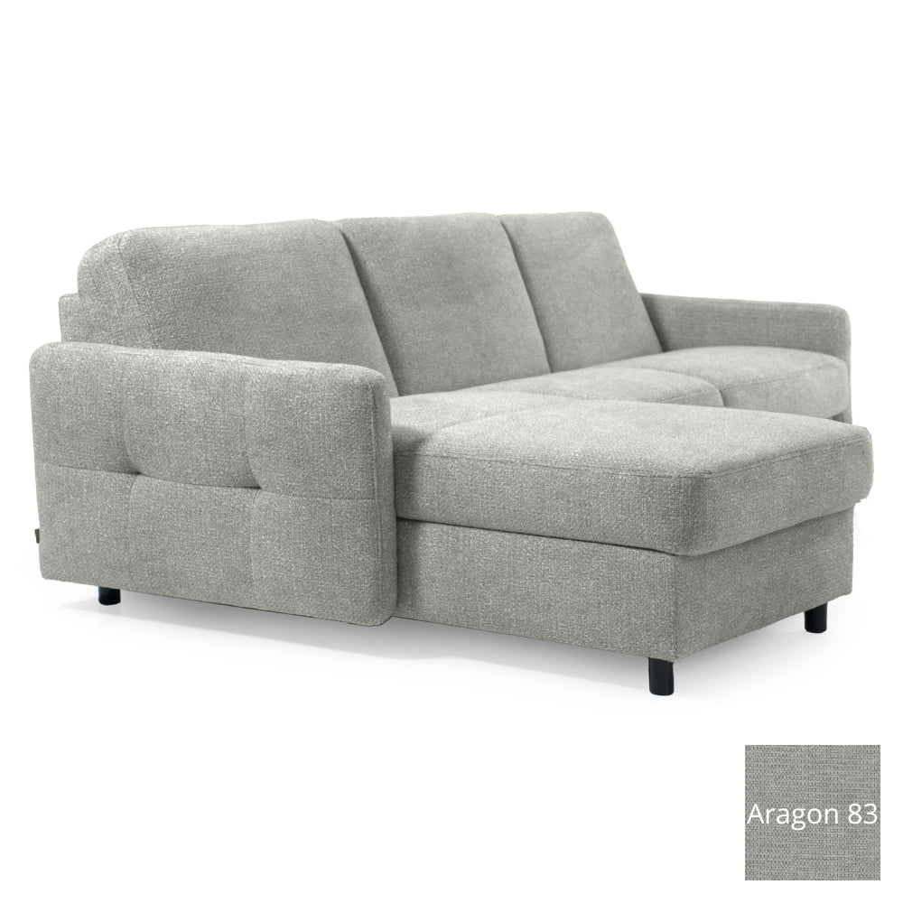 EMA corner sofa with daily sleeping function Italian frame 120 cm mattress and bedding container
