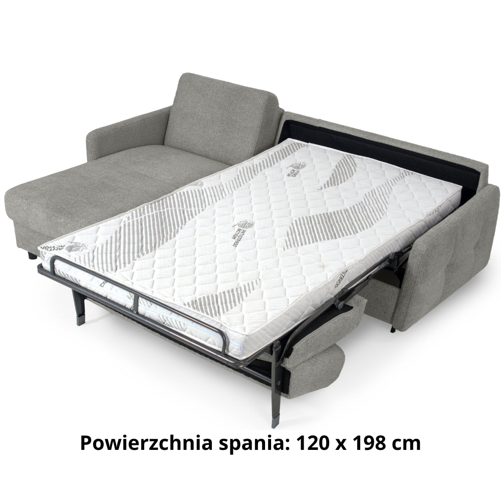 EMA corner sofa with daily sleeping function Italian frame 120 cm mattress and bedding container
