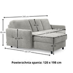 EMA corner sofa with daily sleeping function Italian frame 120 cm mattress and bedding container