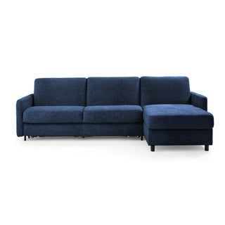 Narożnik EMA z funkcją spania codziennego stelaż włoski z materacem 140 cm i pojemnikiem na pościel