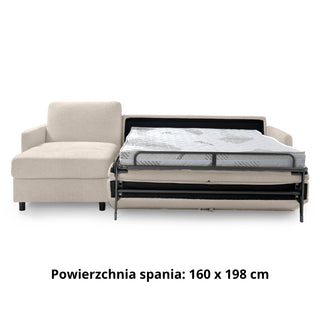 EMA corner sofa with daily sleeping function Italian frame 160 cm mattress and bedding container