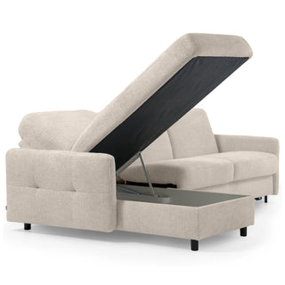 EMA corner sofa with daily sleeping function Italian frame 160 cm mattress and bedding container