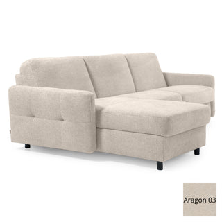 EMA corner sofa with daily sleeping function Italian frame 160 cm mattress and bedding container