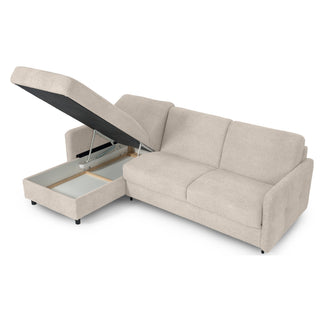 EMA corner sofa with daily sleeping function Italian frame 160 cm mattress and bedding container