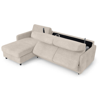 EMA corner sofa with daily sleeping function Italian frame 160 cm mattress and bedding container