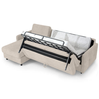 EMA corner sofa with daily sleeping function Italian frame 160 cm mattress and bedding container