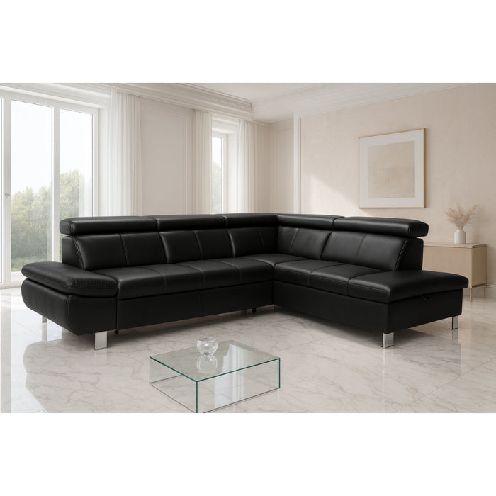 Narożnik HAPPY z otomaną i ruchomymi zagłówkami oraz podłokietnikiem