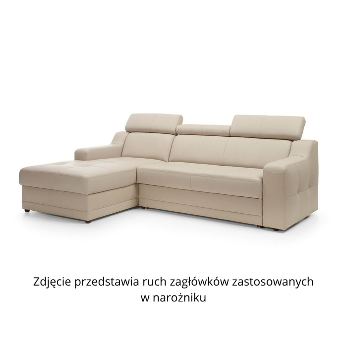 Narożnik LOTOS rozkładany z pojemnikiem na pościel i ruchomymi zagłówkami