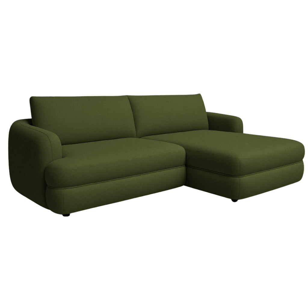 Narożnik LUSH obły z funkcją spania i pojemnikiem na pościel duży