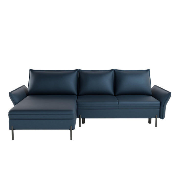 NEXO corner sofa with DL sleeping function and storage on black metal legs