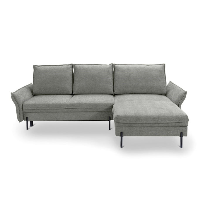 NEXO corner sofa with DL sleeping function and storage on black metal legs