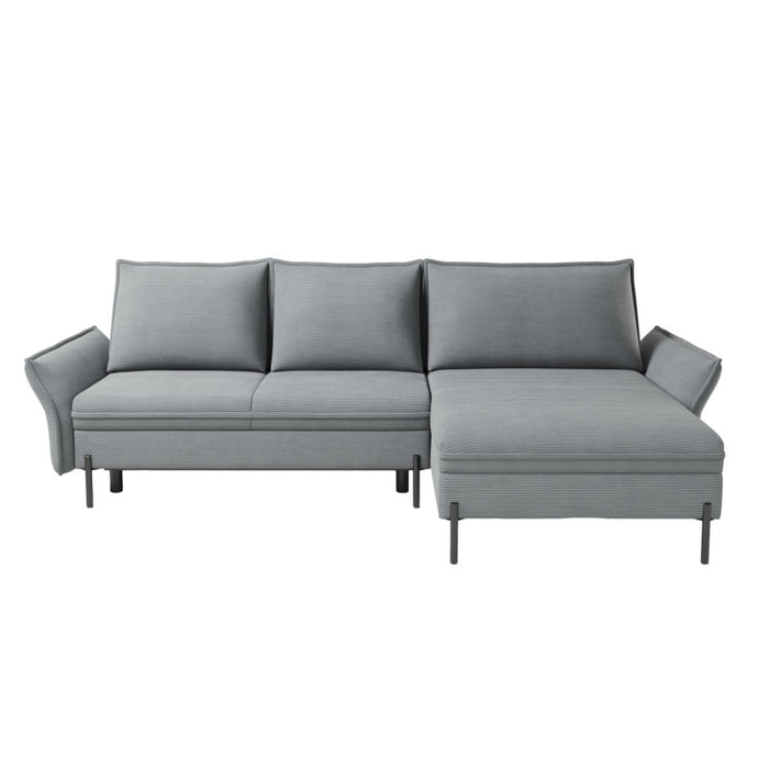 NEXO corner sofa with DL sleeping function and storage on black metal legs