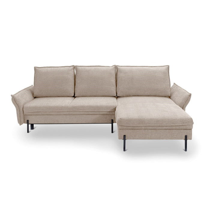 NEXO corner sofa with DL sleeping function and storage on black metal legs