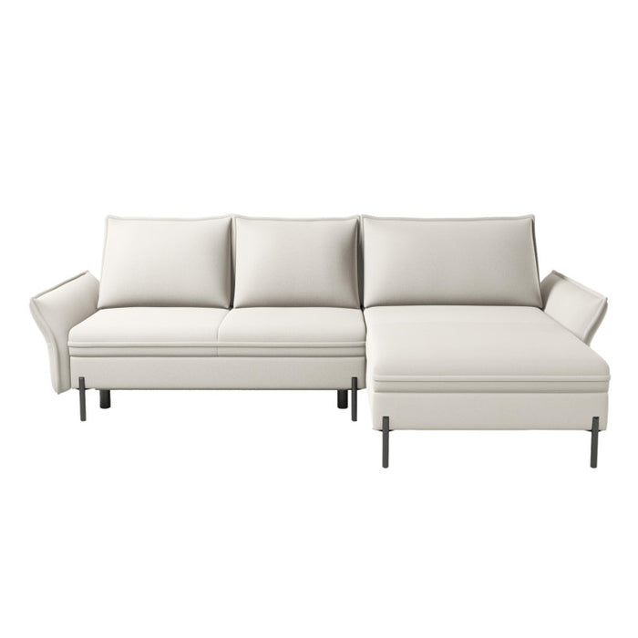 NEXO corner sofa with DL sleeping function and storage on black metal legs