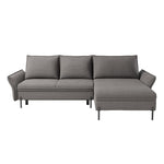 Narożnik NEXO z funkcją spania DL oraz pojemnikiem na czarnych metalowych nóżkach