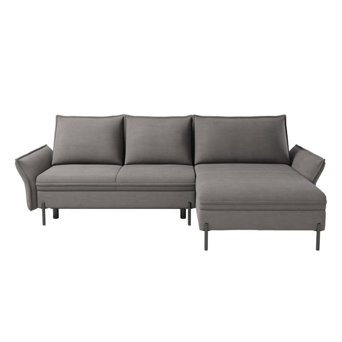 NEXO corner sofa with DL sleeping function and storage on black metal legs