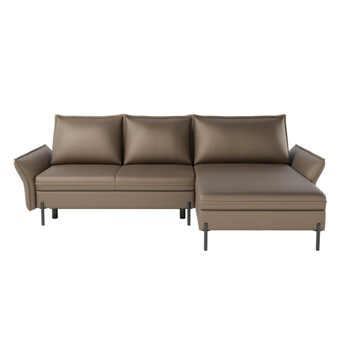 NEXO corner sofa with DL sleeping function and storage on black metal legs