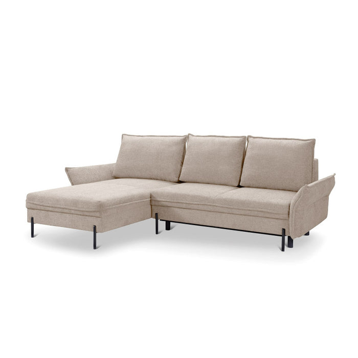 NEXO corner sofa with DL sleeping function and storage on black metal legs