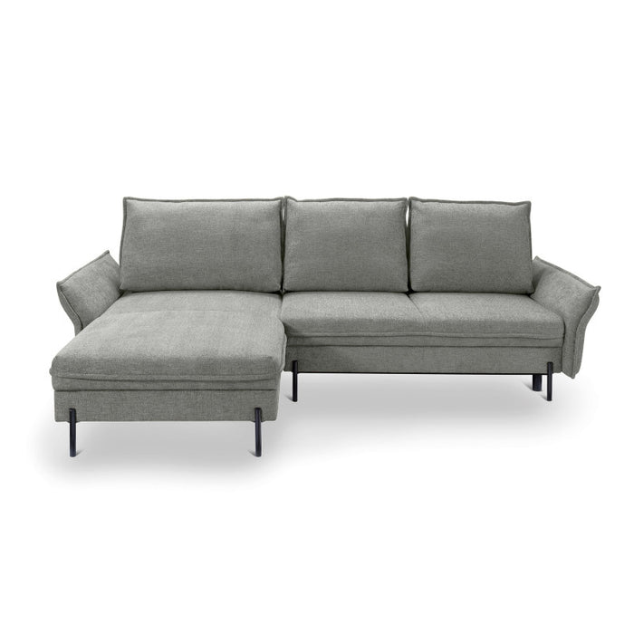 NEXO corner sofa with DL sleeping function and storage on black metal legs