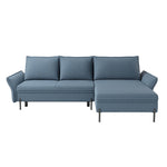 Narożnik NEXO z funkcją spania DL oraz pojemnikiem na czarnych metalowych nóżkach