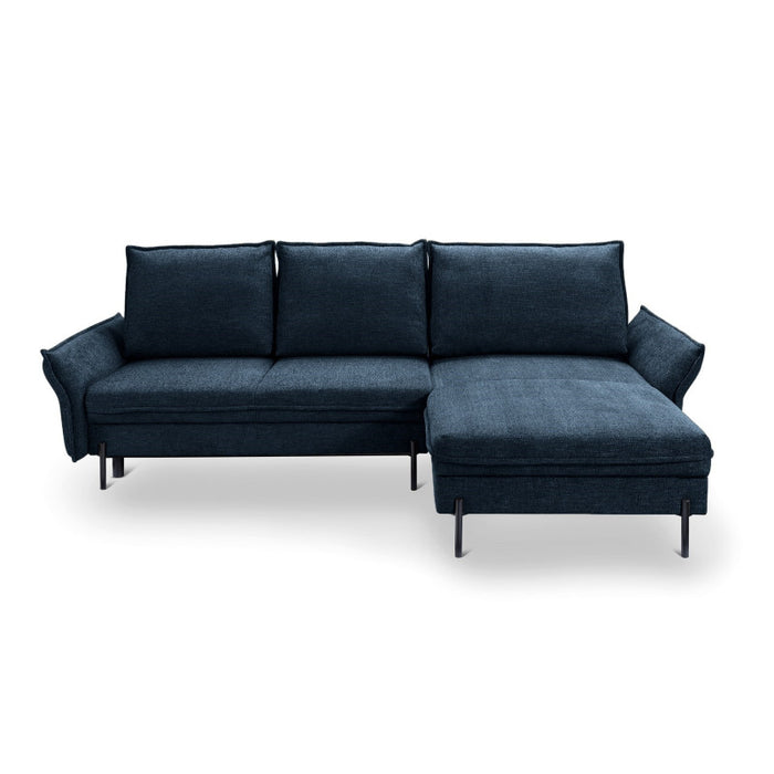 NEXO corner sofa with DL sleeping function and storage on black metal legs