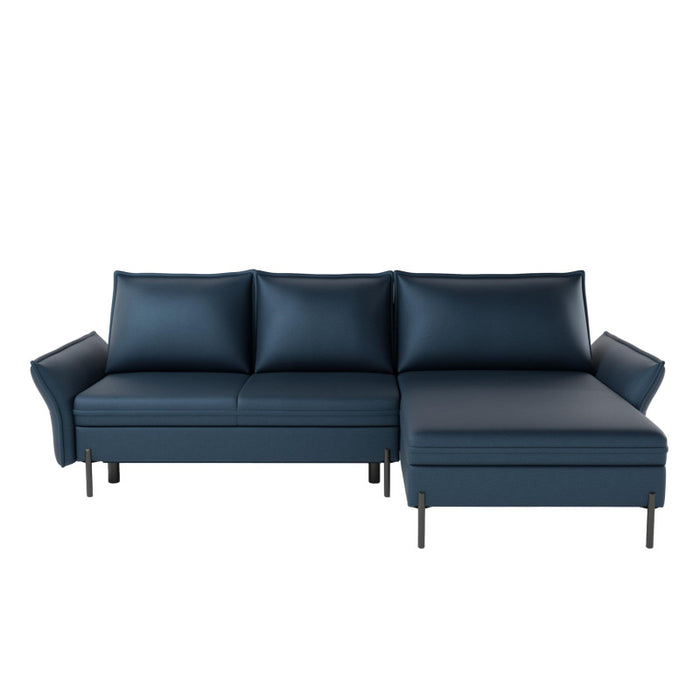 NEXO corner sofa with DL sleeping function and storage on black metal legs