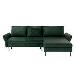 Narożnik NEXO z funkcją spania DL oraz pojemnikiem na czarnych metalowych nóżkach