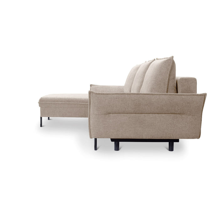 NEXO corner sofa with DL sleeping function and storage on black metal legs