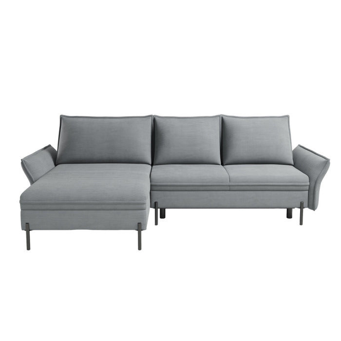 NEXO corner sofa with DL sleeping function and storage on black metal legs