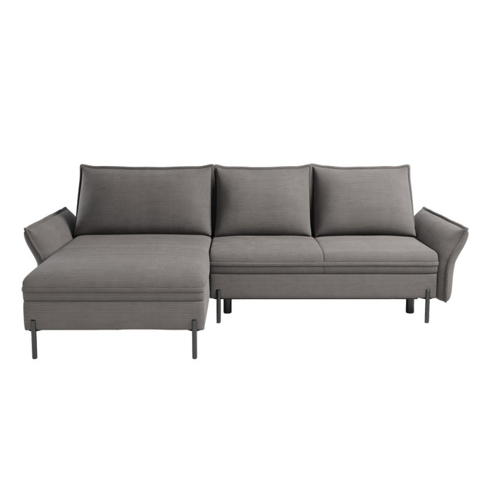 NEXO corner sofa with DL sleeping function and storage on black metal legs