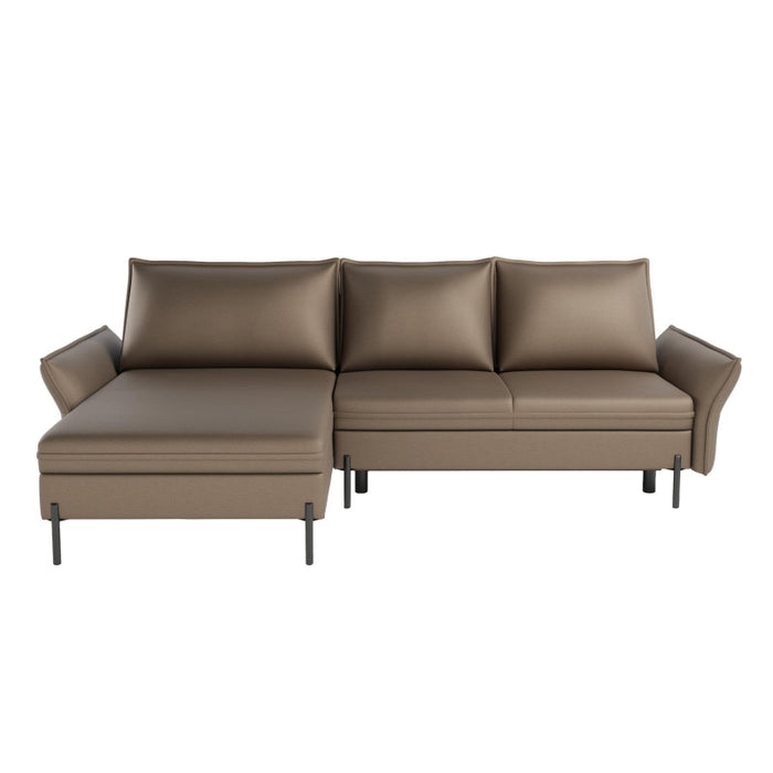 NEXO corner sofa with DL sleeping function and storage on black metal legs