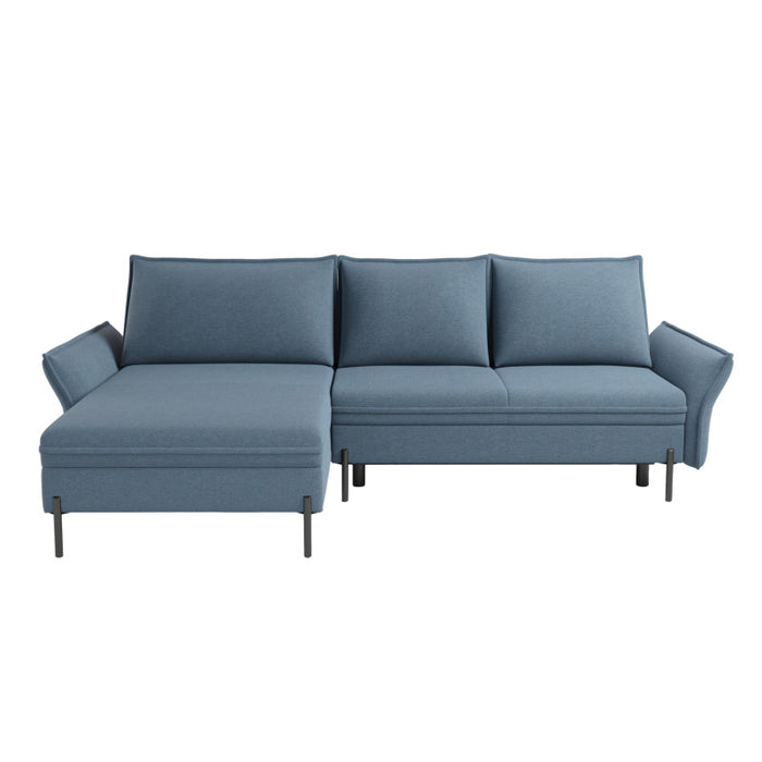 NEXO corner sofa with DL sleeping function and storage on black metal legs