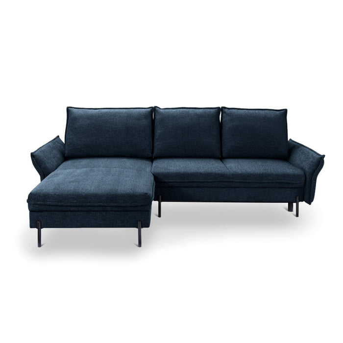 NEXO corner sofa with DL sleeping function and storage on black metal legs