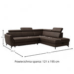 PIANO corner sofa with sleeping function, storage space and adjustable headrests