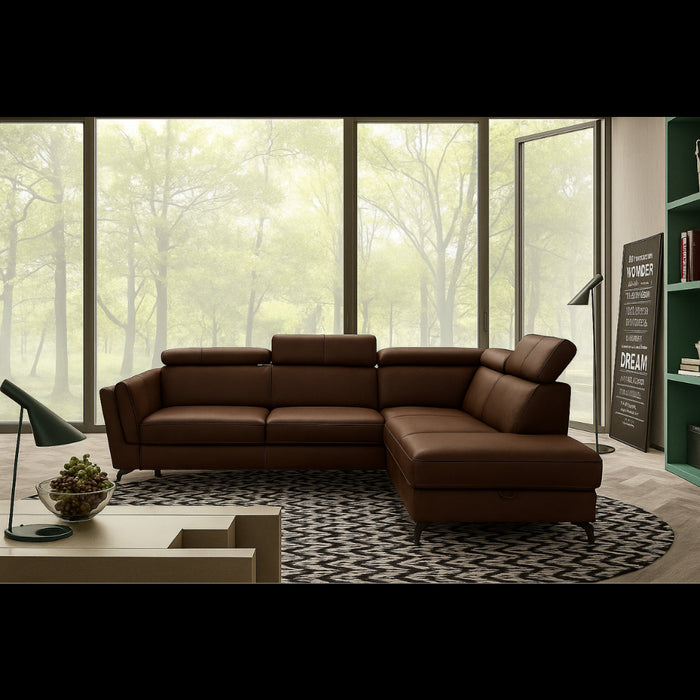 Narożnik PIANO z funkcją spania oraz pojemnikiem i regulowanymi zagłówkami