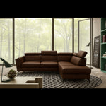 PIANO corner sofa with sleeping function, storage space and adjustable headrests