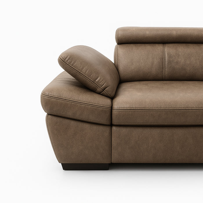 Narożnik SALERNO z otomaną i ruchomymi zagłówkami oraz podłokietnikiem