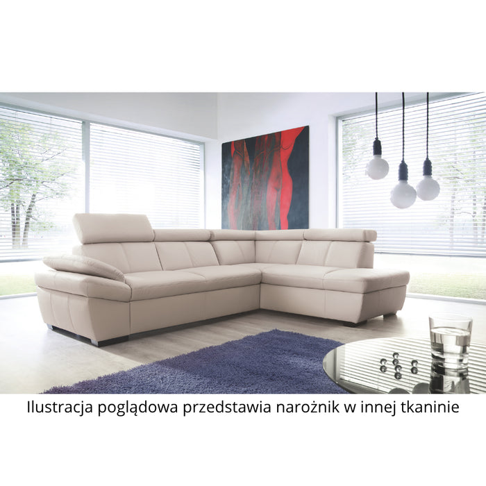 Narożnik SALERNO z otomaną i ruchomymi zagłówkami oraz podłokietnikiem