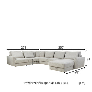 Narożnik DULCE z funkcją spania U-kształtny z dwoma pojemnikami