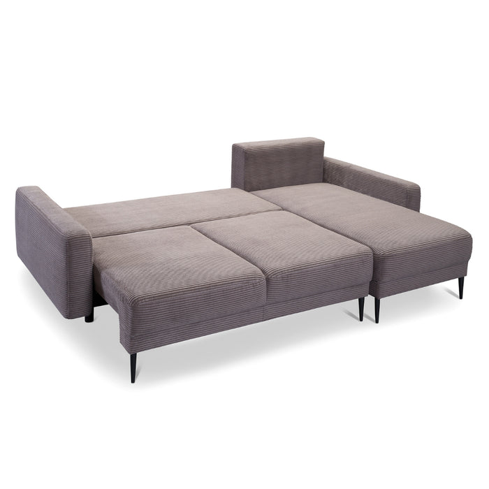 Narożnik BERGEN rozkładany z pojemnikiem na metalowych nóżkach