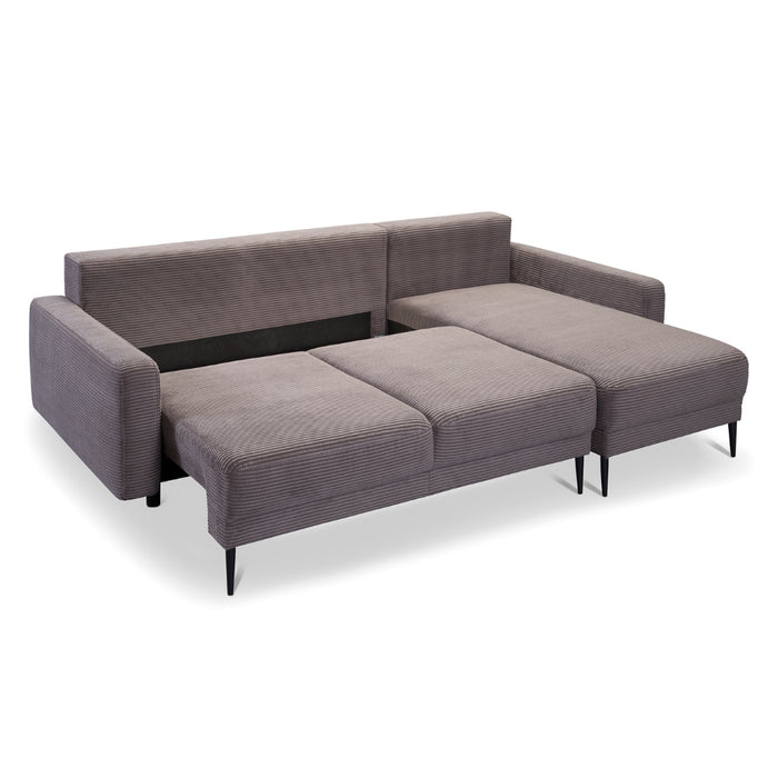 Narożnik BERGEN rozkładany z pojemnikiem na metalowych nóżkach