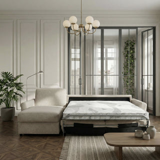 Narożnik DOLLY z funkcją spania codziennego stelaż włoski z materacem 160 cm i pojemnikiem na pościel prawostronny