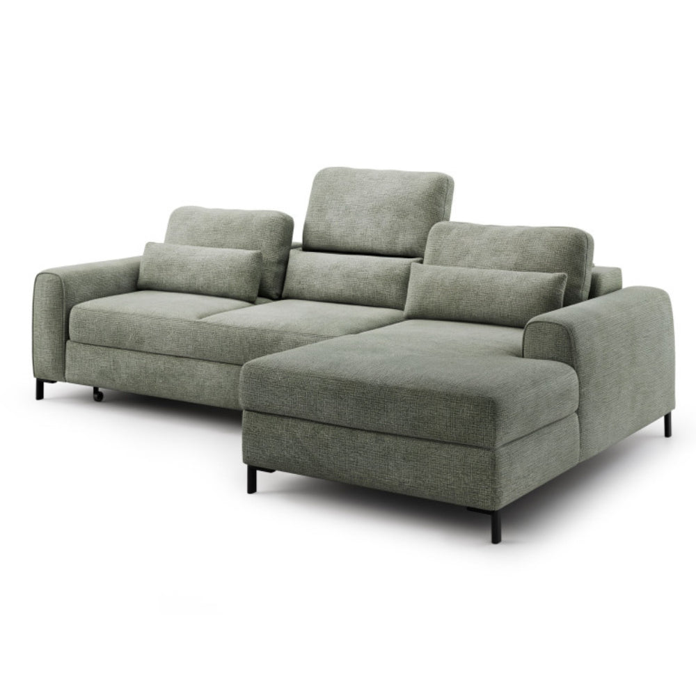 Narożnik DREAM z funkcją spania, pojemnikiem i ruchomymi zagłówkami