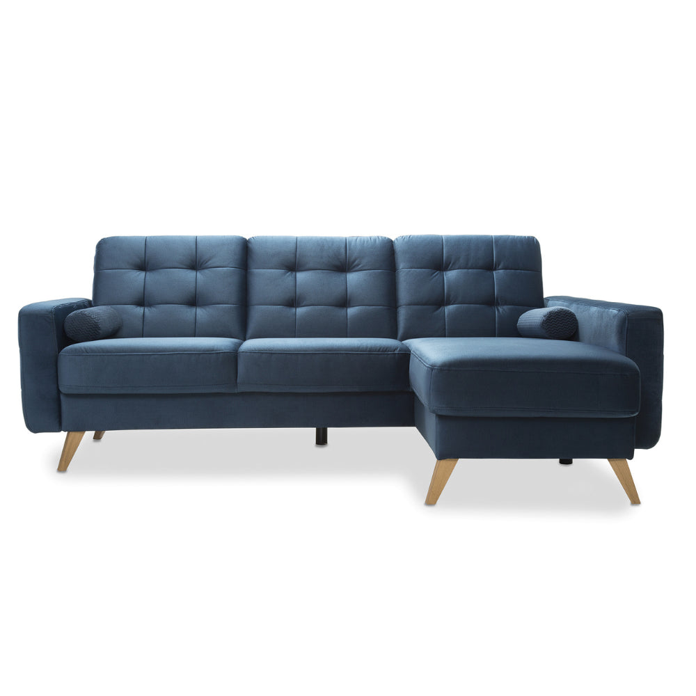 Narożnik NAPPA rozkładany z pojemnikiem na drewnianych nóżkach