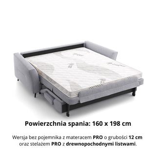 Sofa NOLA 3 osobowa z funkcją spania codziennego stelaż włoski z materacem 160 cm
