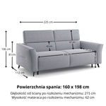 Sofa NOLA 3 osobowa z funkcją spania codziennego stelaż włoski z materacem 160 cm