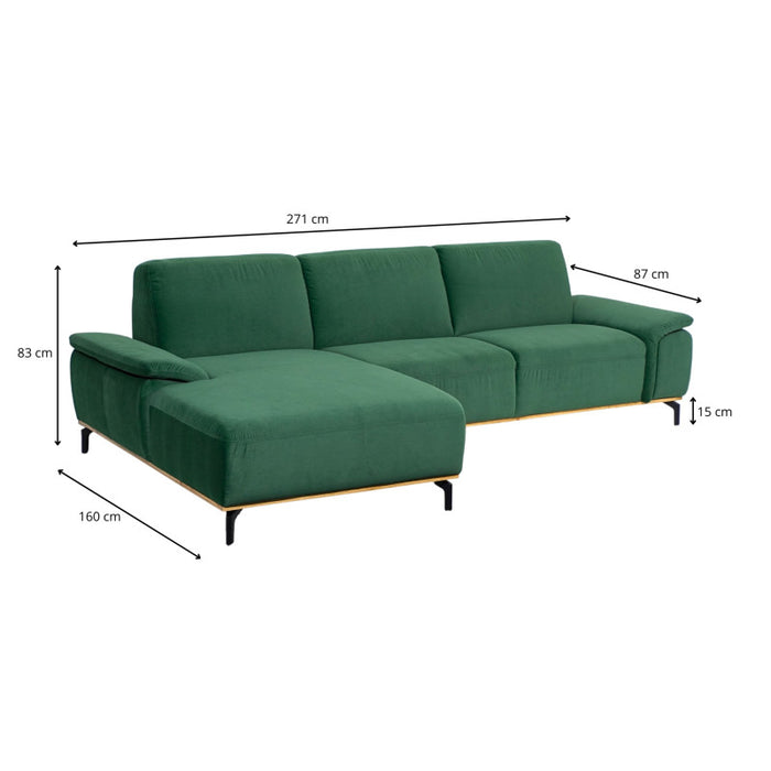 Modern ALESSO corner sofa for the living room on legs with a wooden strip