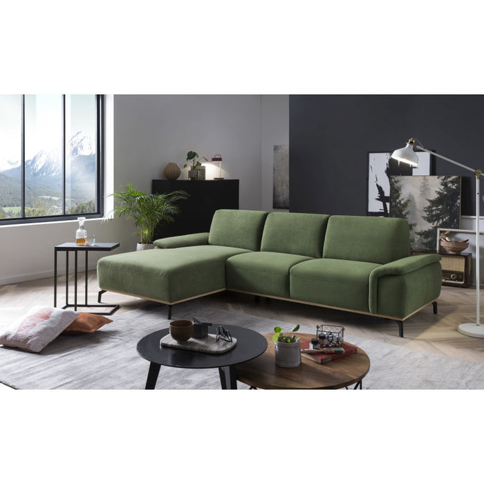 Modern ALESSO corner sofa for the living room on legs with a wooden strip