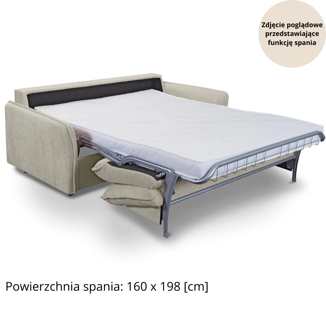 NUNO 3-seater sofa with daily sleeping function, Italian frame, 160 cm mattress and storage box