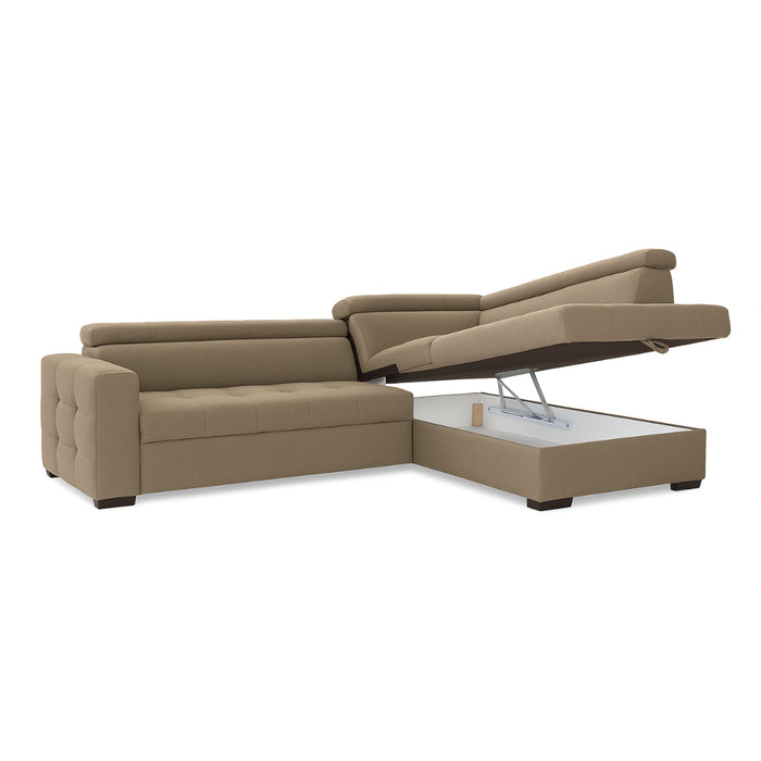 Narożnik OTUSSO rozkładany z pojemnikiem i regulowanymi zagłówkami